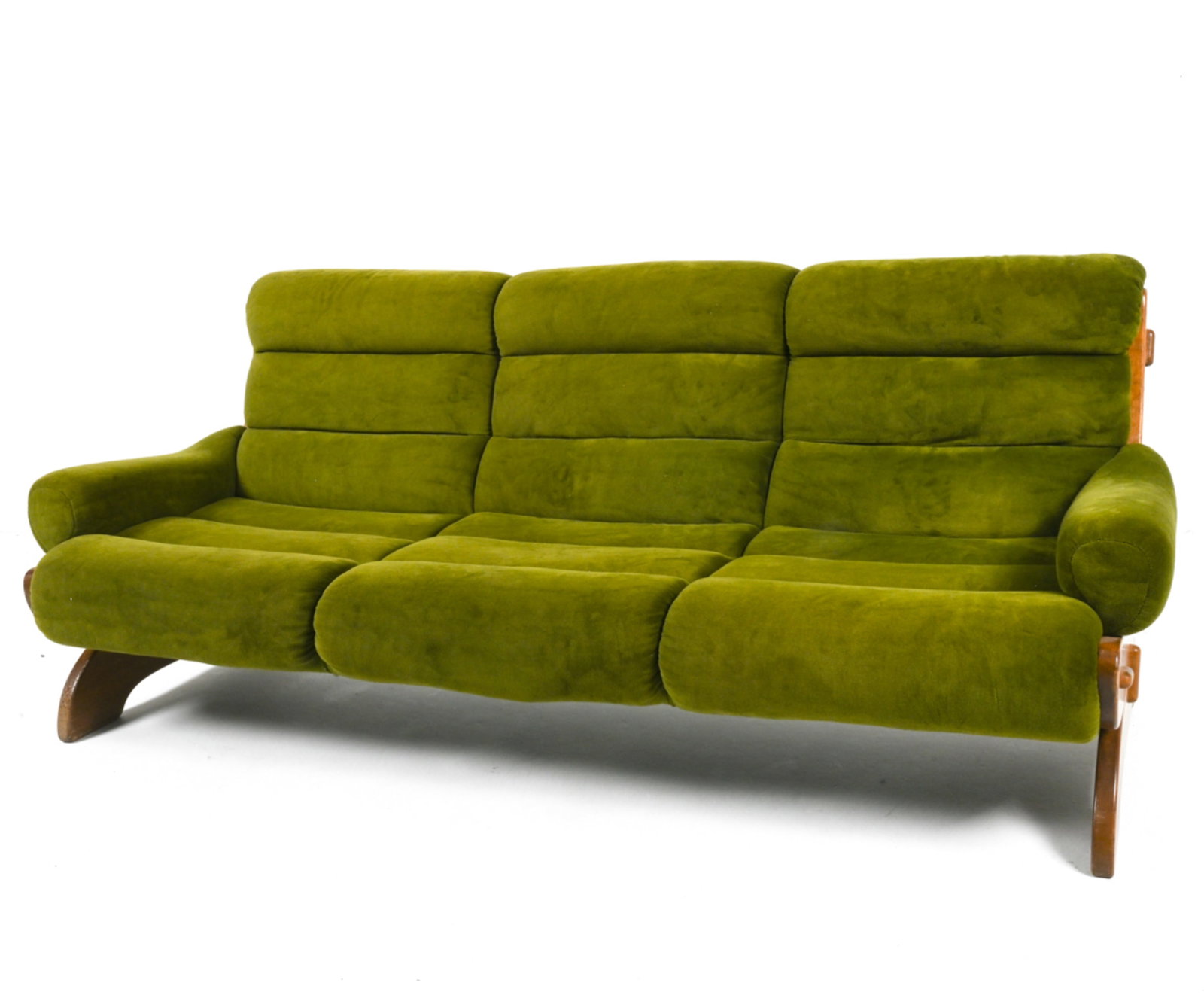 BRUTALIST OAK & VELVET THREE-SEAT SOFA (1 of 11)