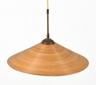 MANNER OF CRESPI PENCIL REED RATTAN PENDANT LAMP