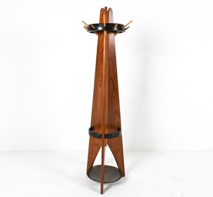 SCANDINAVIAN PINE SPACE AGE COAT RACK, C. 1970'S
