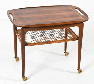 JOHANNES ANDERSON ROSEWOOD & RATTAN BAR CART