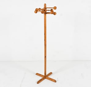 SWEDISH SPACE AGE PINE COAT RACK, C. 1970'S
