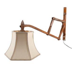 T.J.W. ZWEERS DUTCH TEAK SCISSOR WALL LAMP, 1960'S