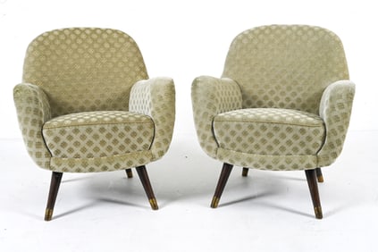(2) ATTR. BERGA MOBLER SWEDISH MOHAIR EASY CHAIRS