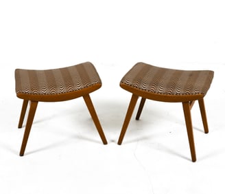 PAIR OF DUTCH MODERN PETITE BENCHES IN BEECH