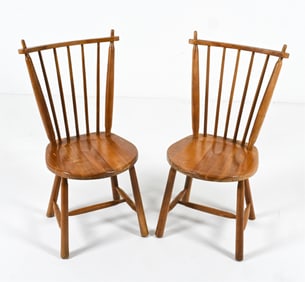 (2) DUTCH DE STER GELDERLAND-STYLE OAK SIDE CHAIRS