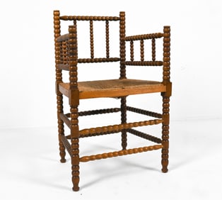 DUTCH BOBBIN-TURNED OAK ARMCHAIR