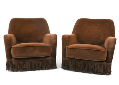 PAIR OF DANISH VELVET LOUNGE CHAIRS, C. 1950'S