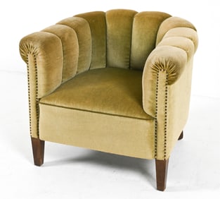 MANNER OF VIGGO BOESEN MOHAIR CLUB CHAIR, 1940'S