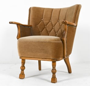 DUTCH MOHAIR & BEECH COCKTAIL CHAIR, C. 1960'S