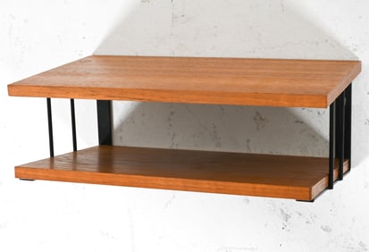 GERMAN MINIMALIST TEAK & METAL FLOATING SHELF