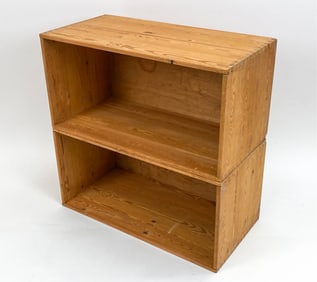 (2) SWEDISH MODERN PINE STACKING SHELVES OR BOXES