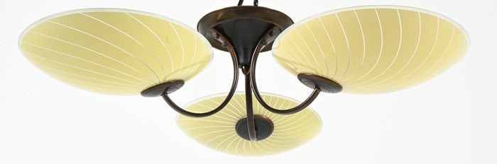DUTCH SEMI-FLUSH MOUNT CHANDELIER, C. 1950'S