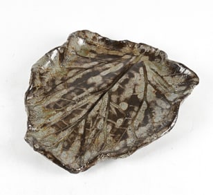 WEST GERMAN STUDIO CERAMIC LEAF DISH, C. 1970'S