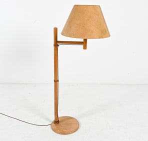 BERGBOMS SWEDISH MODERN BEECH & LEATHER FLOOR LAMP