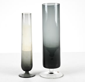 (2) GERMAN MODERNIST FOOTED GLASS VASES