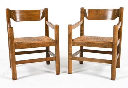 (2) MANNER OF PERRIAND BEECH ARMCHAIRS, C. 1970'S