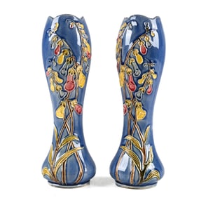 PAIR OF DUTCH ART NOUVEAU CERAMIC VASES, C. 1920'S