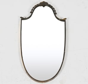 DUTCH HOLLYWOOD REGENCY BRASS SHIELD MIRROR