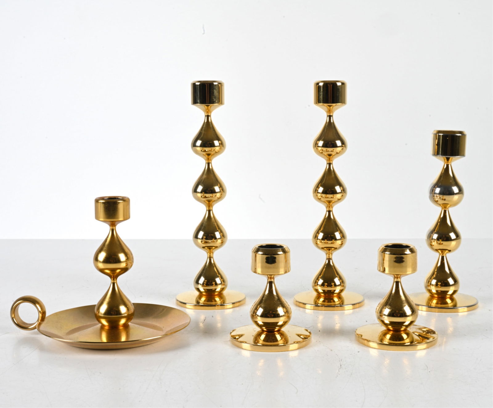 (6) ASMUSSEN DANISH 24K GOLD-PLATED CANDLESTICKS (1 of 9)