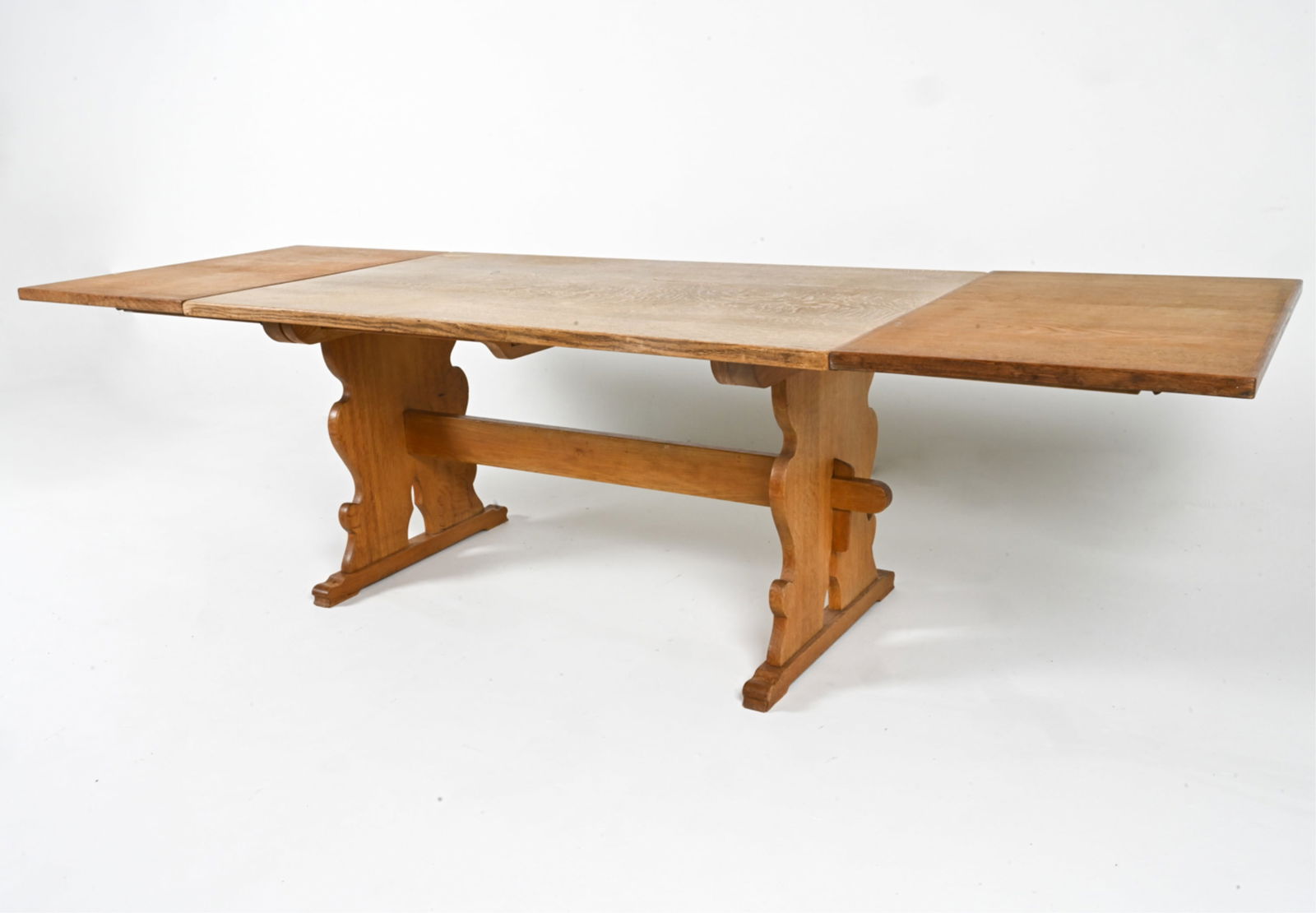 MANNER OF H. KJAERNULF OAK TRESTLE DINING TABLE (1 of 14)