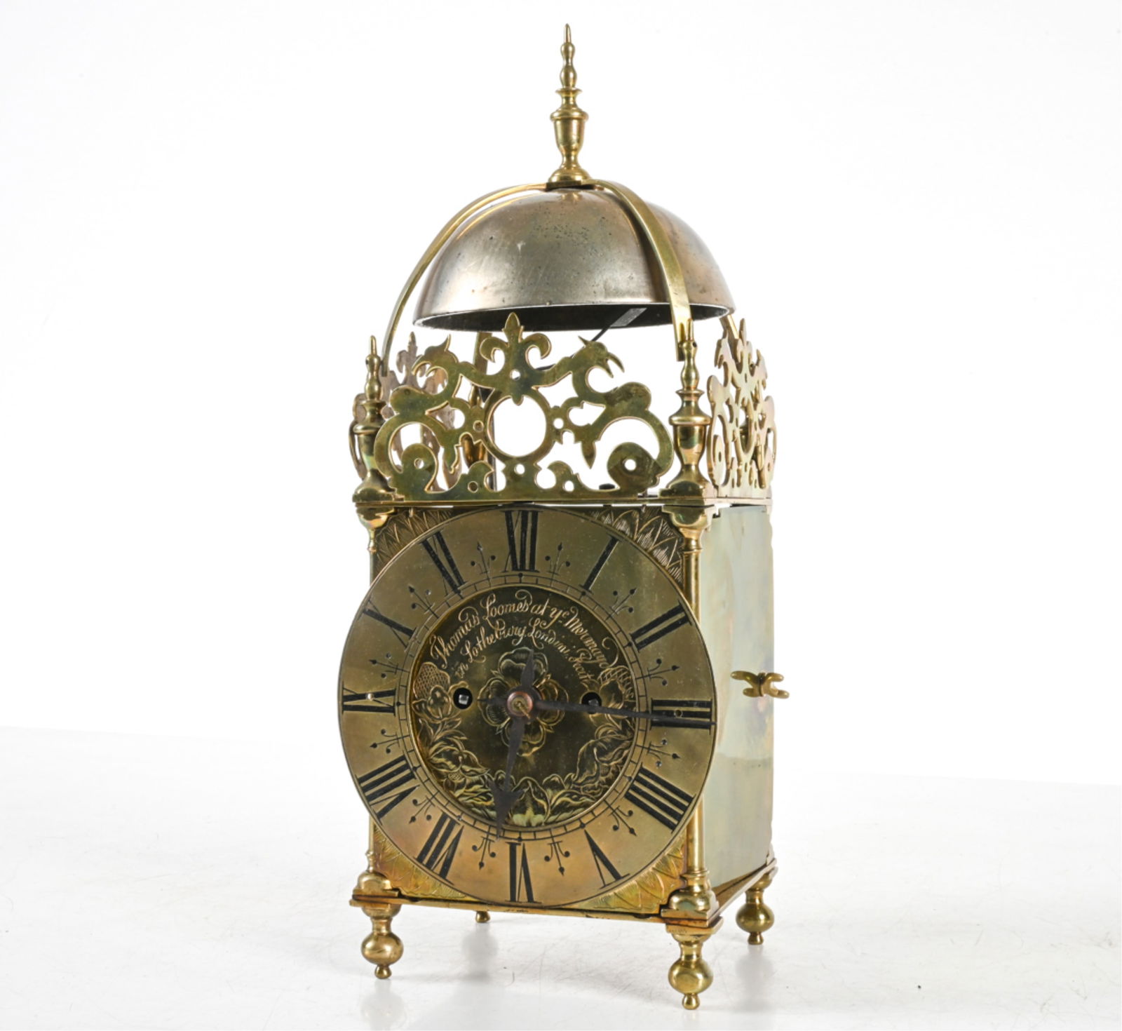 BRASS LANTERN CLOCK SIGNED THOMAS LOOMES (1 of 14)