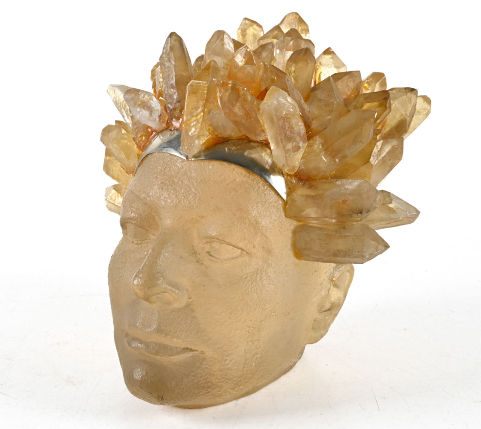 RESIN & CRYSTAL HEAD SCULPTURE SIGNED HITCHCOCK (1 of 13)