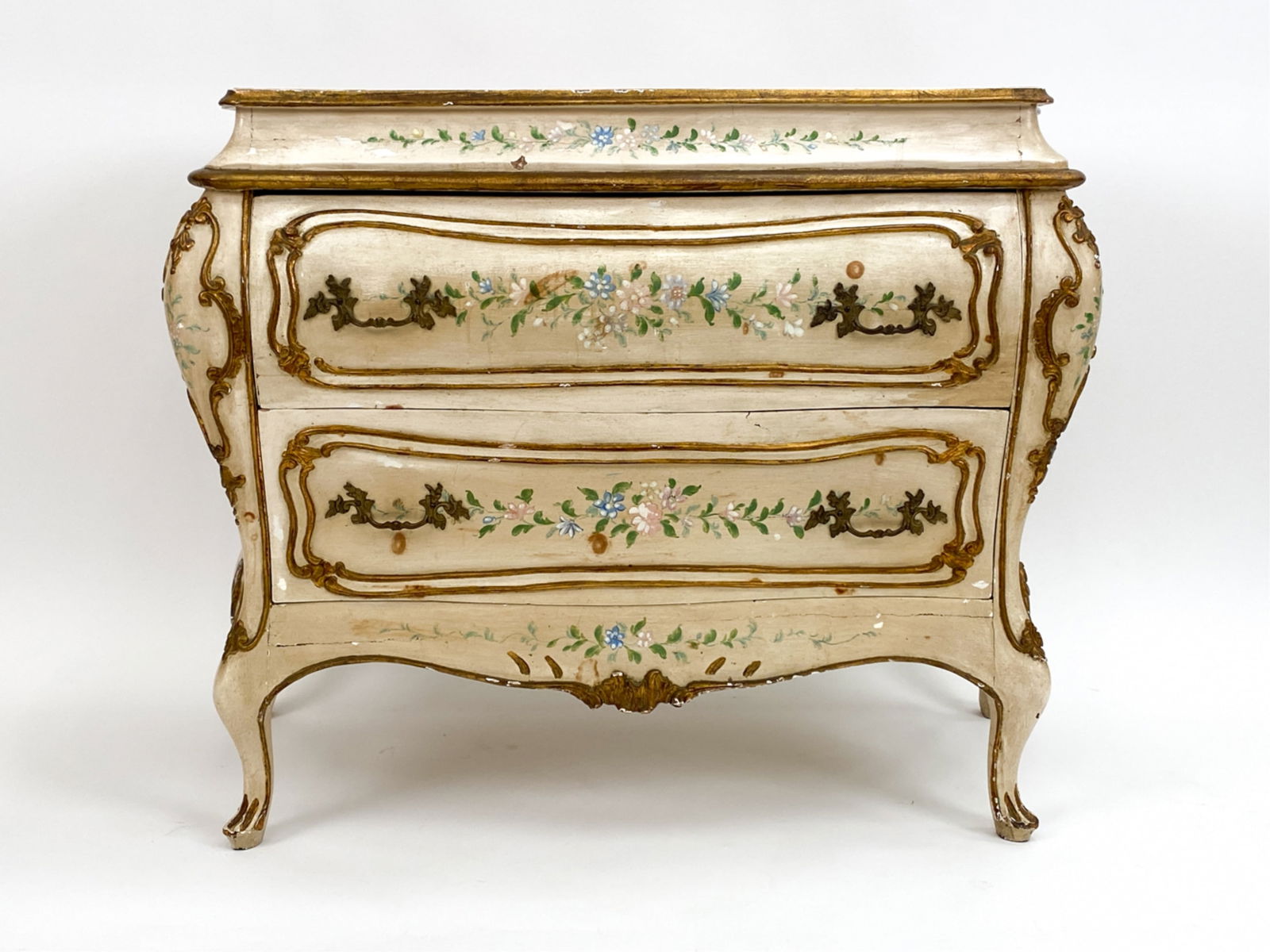 ANTIQUE STYLE PAINTED BOMBE CHEST (1 of 19)