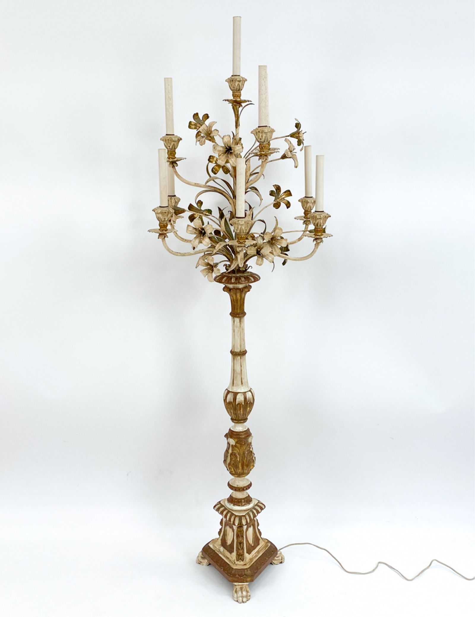 ITALIAN TOLE METAL TORCHERE FLOOR LAMP C 1940?S (1 of 12)