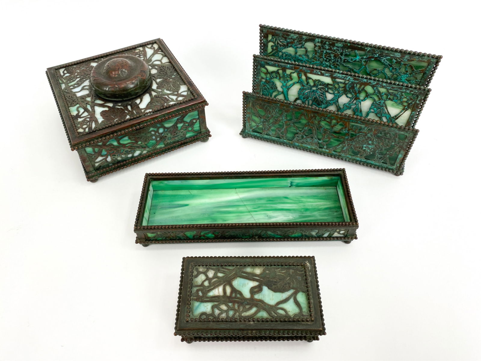 (4) RIVI?RE STUDIO BRONZE & GLASS DESK ACCS. (1 of 20)