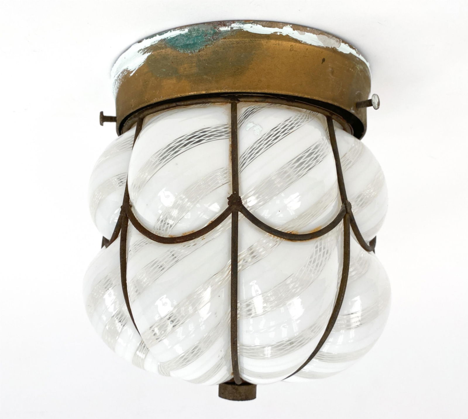 VINTAGE MURANO STYLE CAGED GLASS LIGHT FIXTURE (1 of 9)