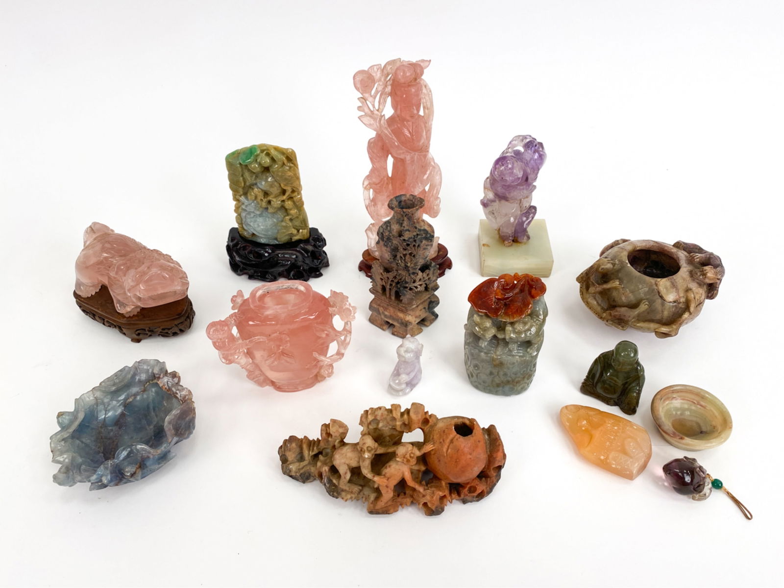 GROUPING OF CHINESE CARVED STONE INCL. 19TH C. (1 of 20)