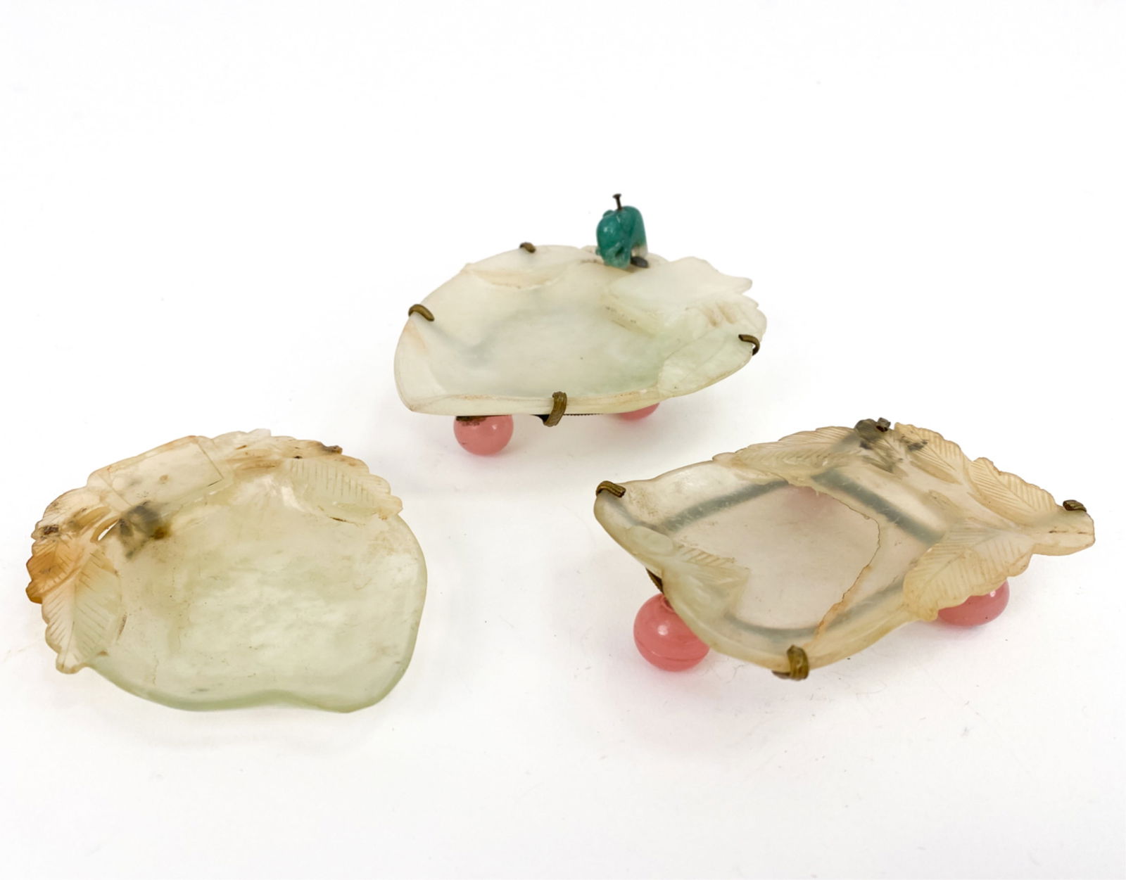 (3) CHINESE CARVED JADE DISHES. (1 of 16)