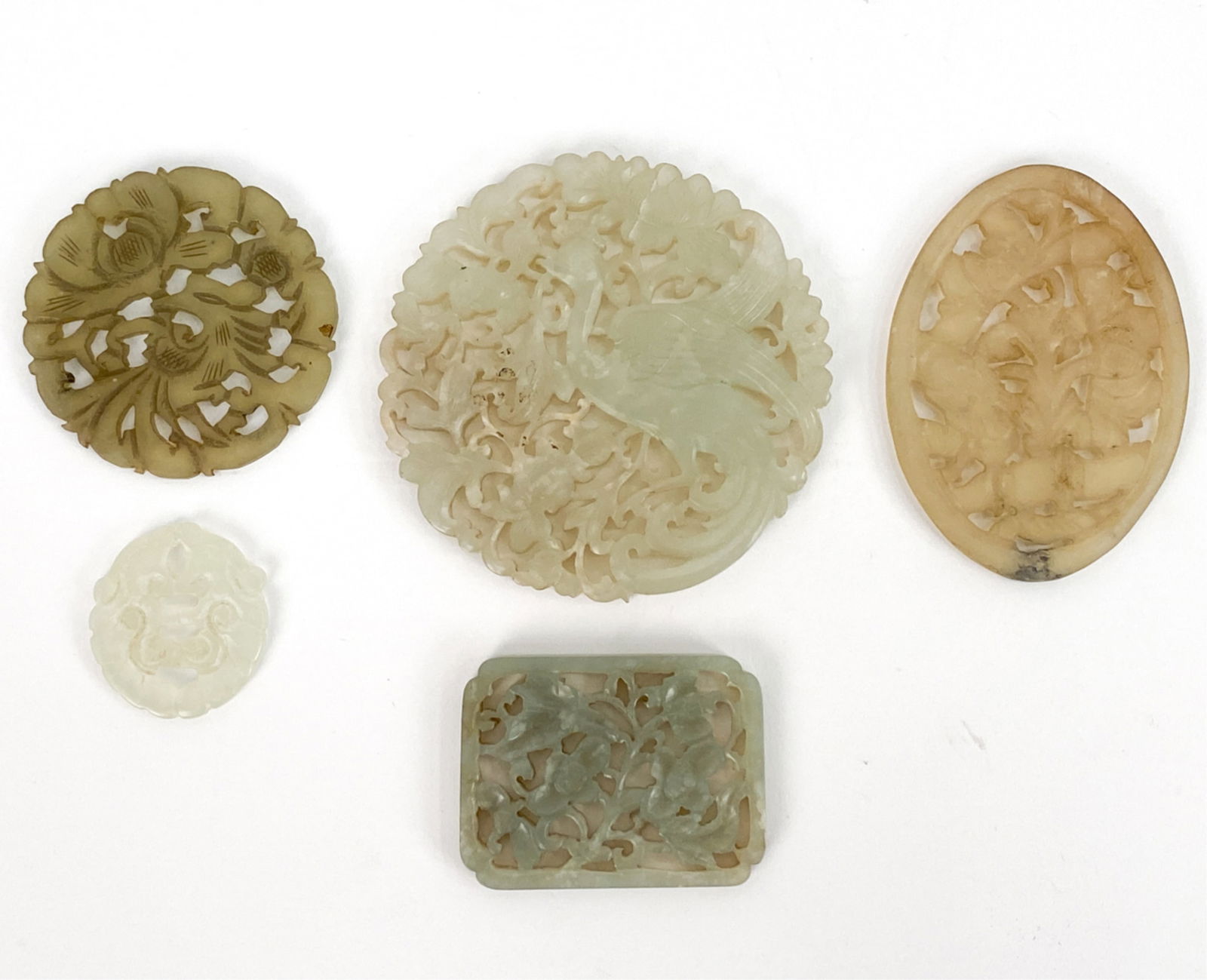(5) CHINESE CARVED JADE PLAQUES (1 of 11)