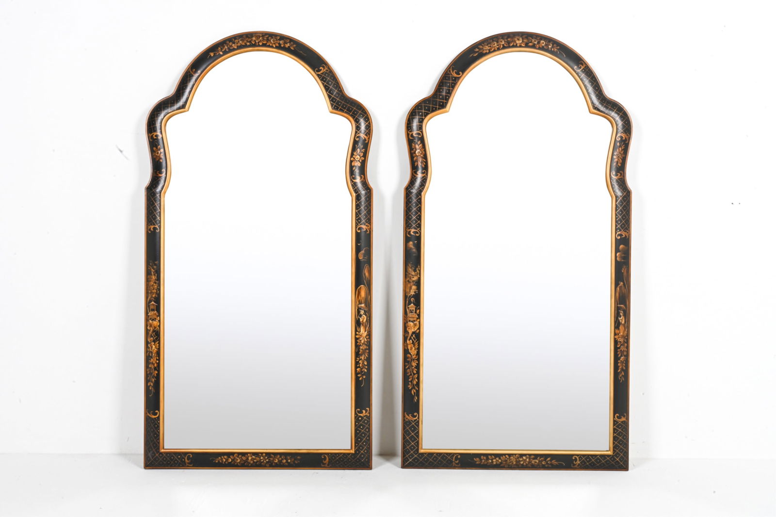 (2) QUEEN ANNE STYLE CHINOISERIE LACQUER MIRRORS (1 of 9)