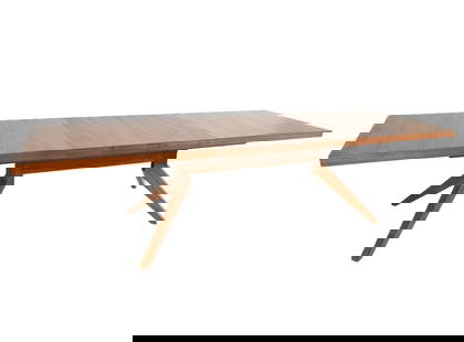 MATTHEW HILTON CASE CROSS-EXPANDING DINING TABLE: For Case Furniture. With (2) leaves stored inside table. Solid wood with veneered top. Finished polyurethane lacquer. Contemporary. Dimensions: H 29.25" x W (unextended) 79" x W (extended) 116" x D 35
