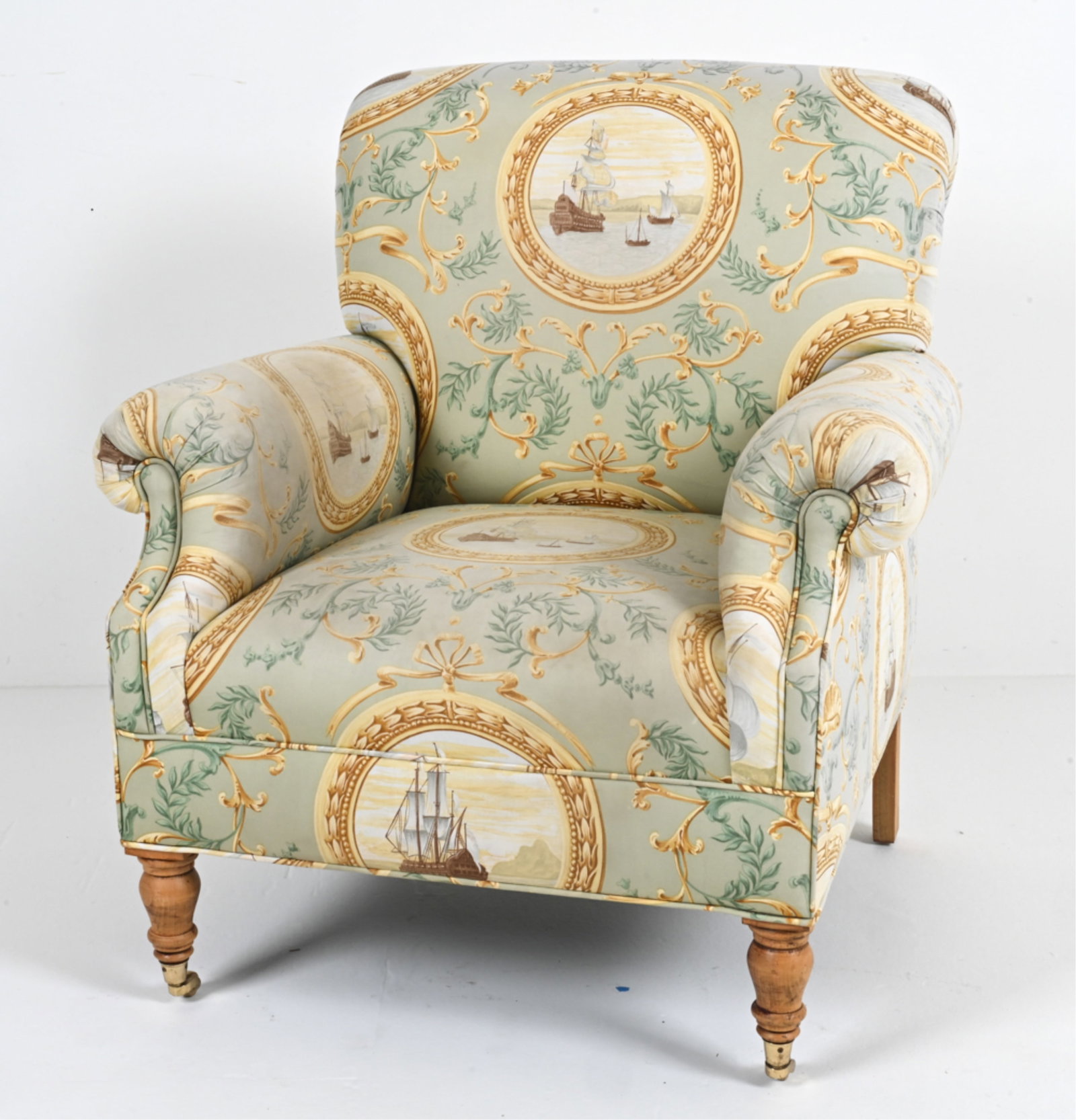 ROLL-ARM LOUNGE CHAIR IN LEE JOFA FABRIC (1 of 11)