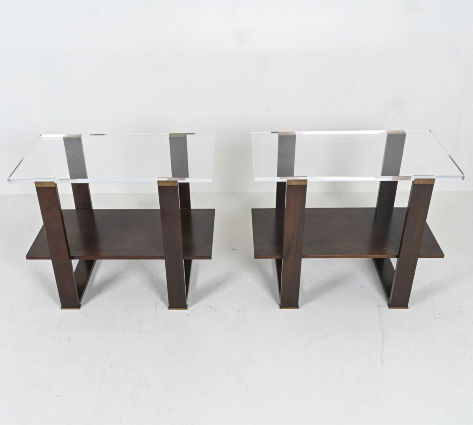 VICTORIA HAGAN LUCITE & MAHOGANY DUPLEX END TABLES (1 of 13)