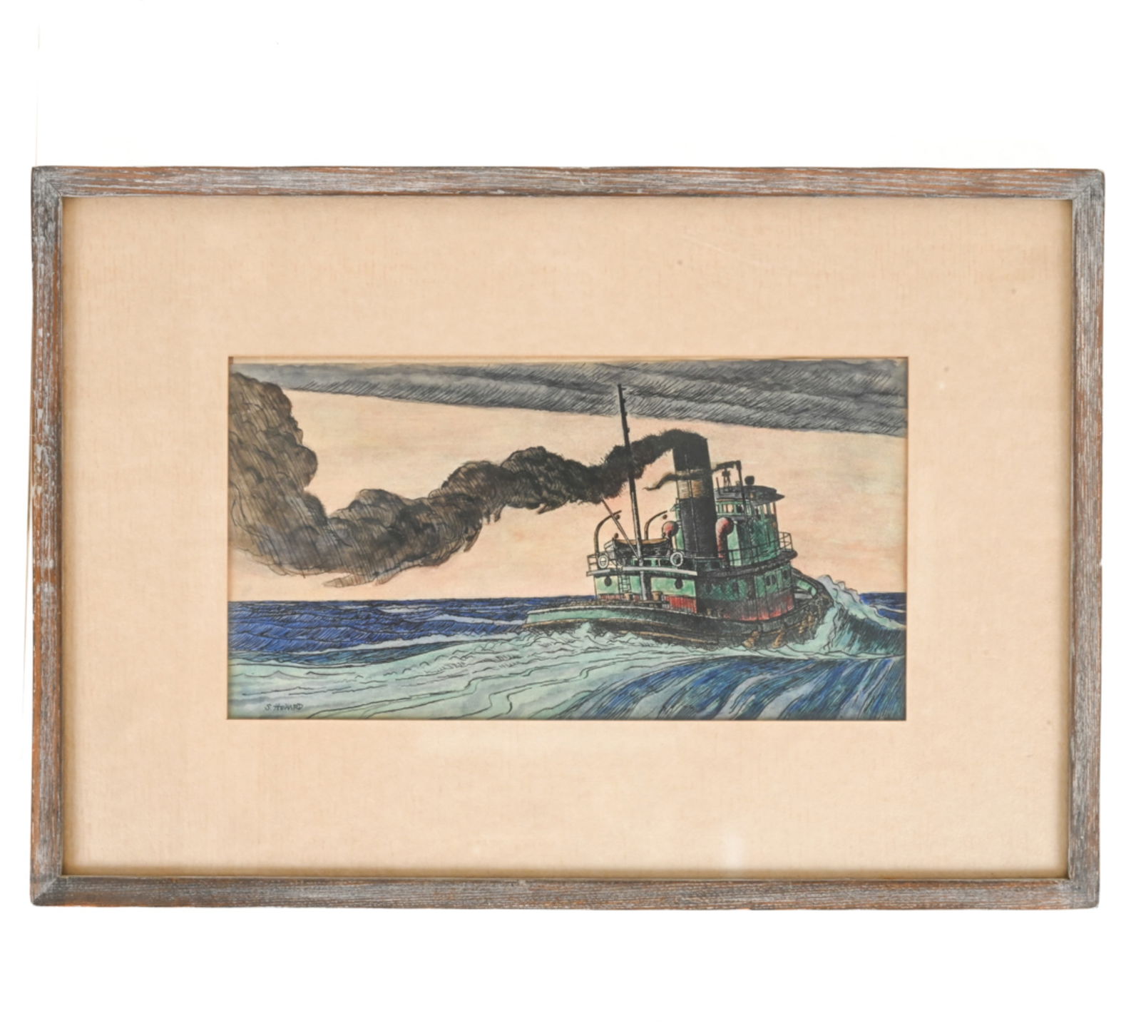 STEPHEN HOWARD INK & WATERCOLOR STEAMSHIP (1 of 6)