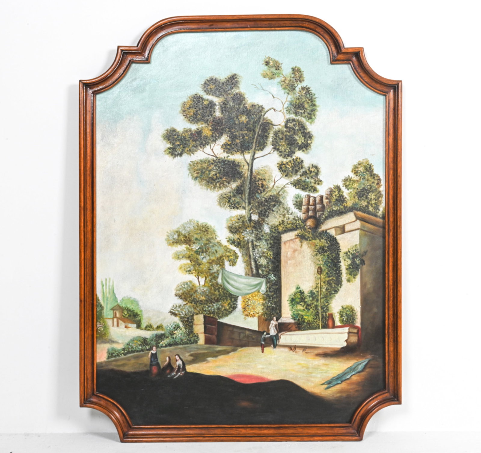 LANDSCAPE WITH CASTLE O/C IN SHAPED FRAME (1 of 10)