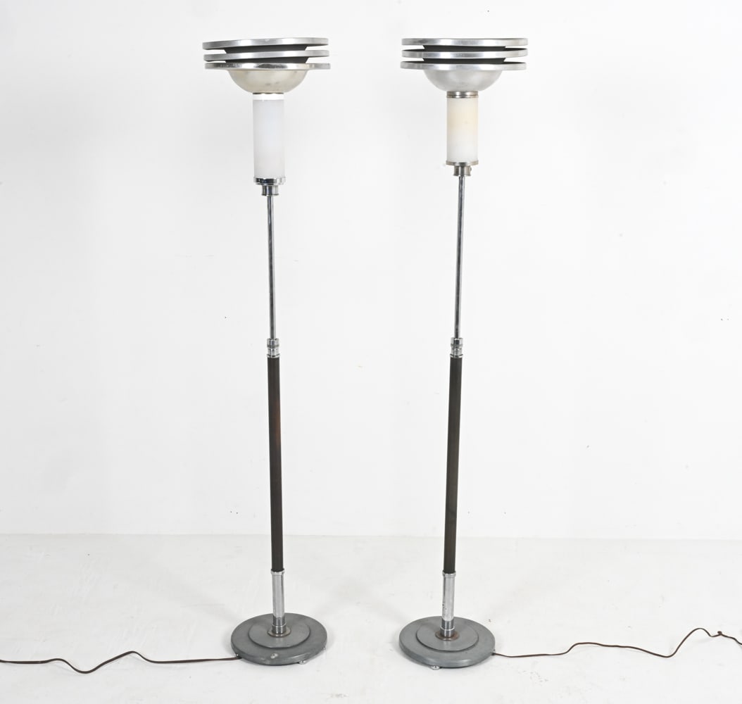 PAIR OF ART DECO MACHINE AGE FLOOR LAMPS (1 of 12)