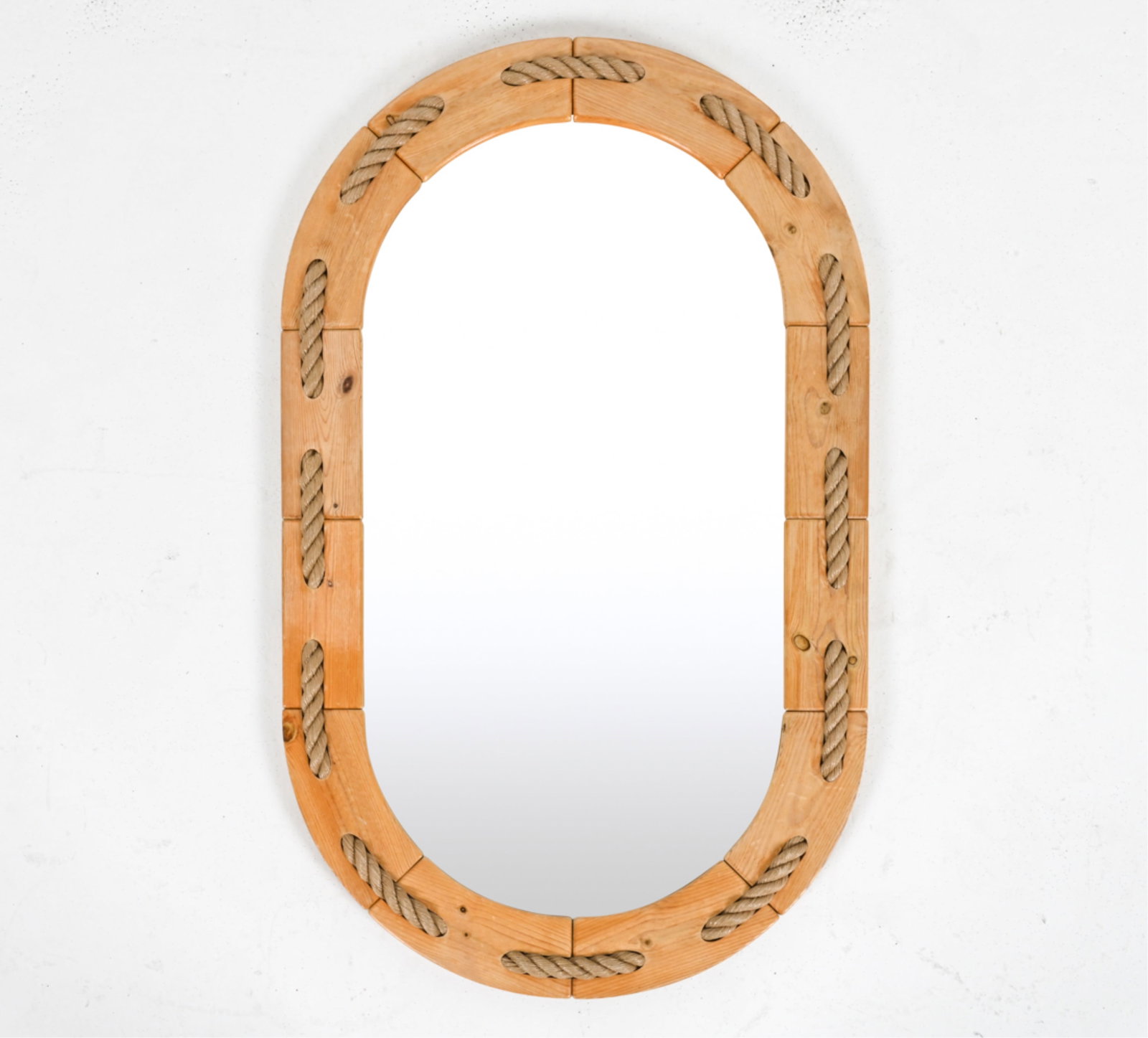 DANISH MODERN NAUTICAL PINE & ROPE MIRROR (1 of 15)