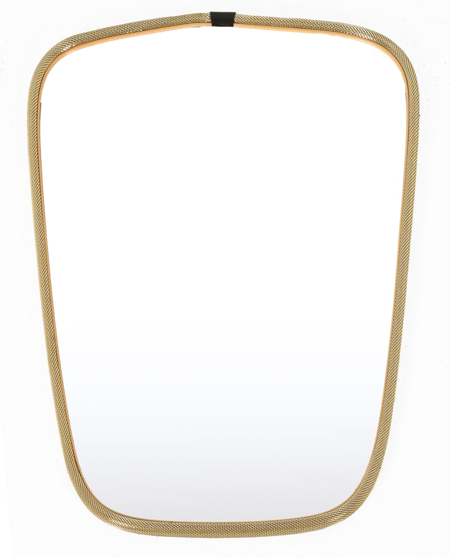 GERMAN MIRROR WITH GOLDTONE MESH CHAIN FRAME (1 of 10)