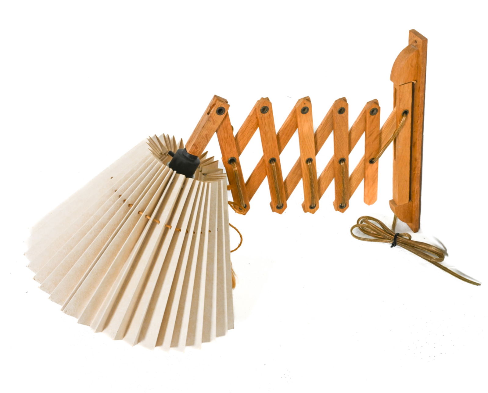 MANNER OF LE KLINT OAK SCISSOR-ARM WALL LAMP (1 of 12)