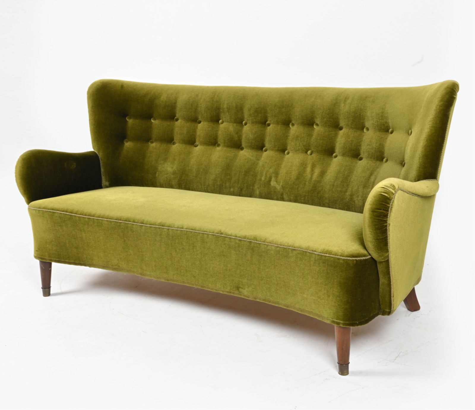 SCANDINAVIAN MOHAIR CURVED COCKTAIL SOFA, 1950'S