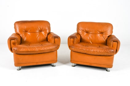 PAIR OF SCANDINAVIAN LEATHER CLUB CHAIRS