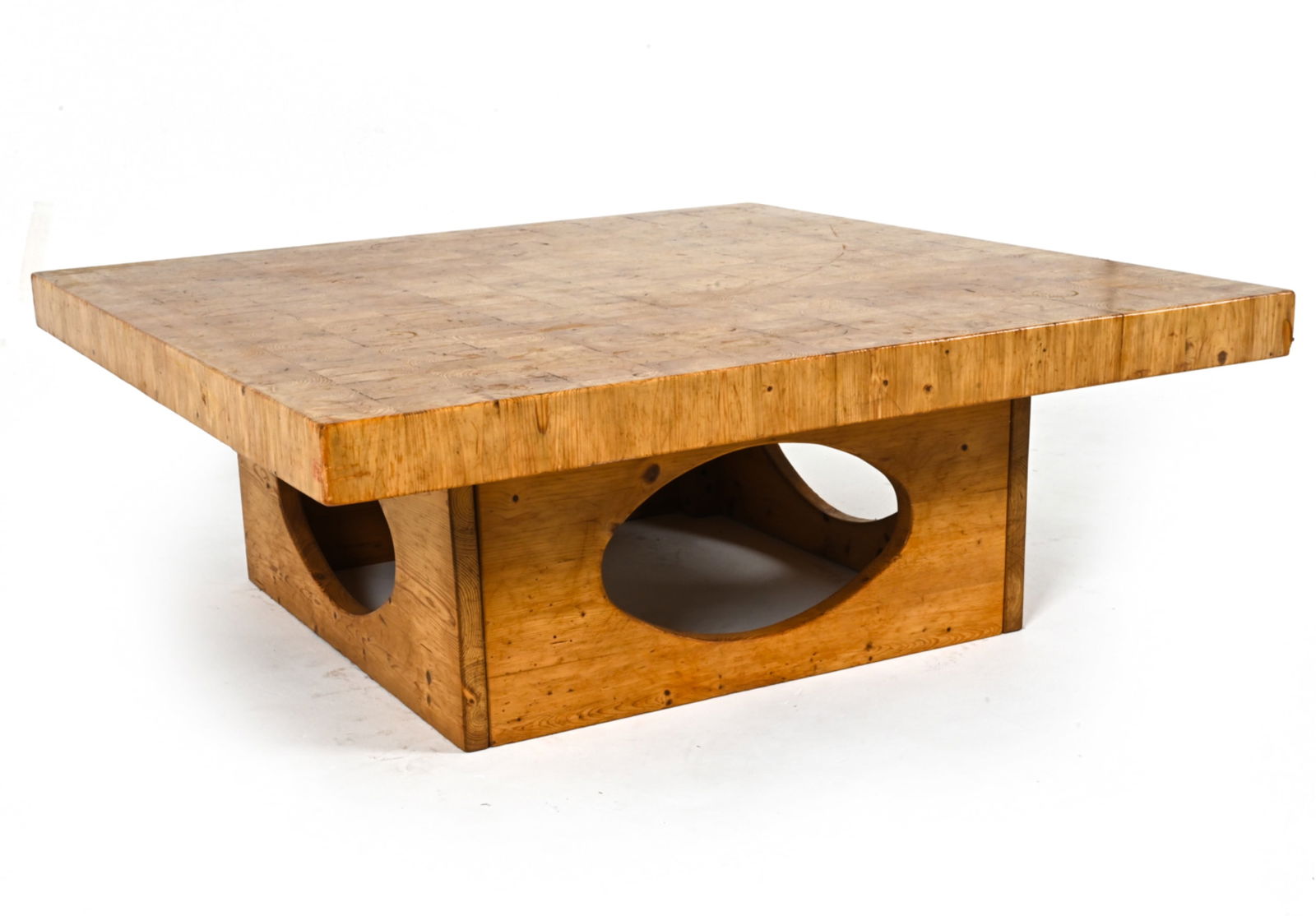 SCULPTURAL PINE BUTCHER BLOCK COFFEE TABLE (1 of 15)