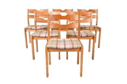 (6) RARE KORUP STOLEFABRIK PINE RAZORBLADE CHAIRS