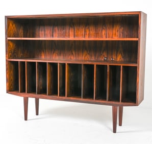 DANISH MODERN ROSEWOOD BOOKCASE WITH RECORD SHELF