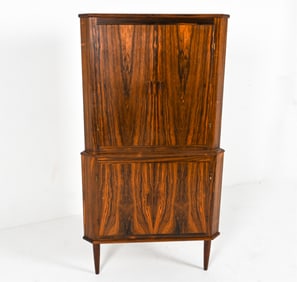 SCANDINAVIAN MROSEWOOD CORNER BAR CABINET, 1970'S
