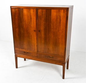 MANNER OF OLE WANSCHER MAHOGANY BAR CABINET